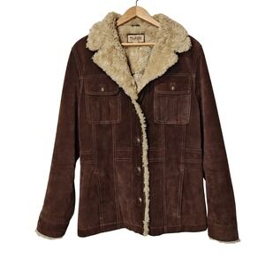 Wilsons Leather Brown Suede Shearling-Lined Jacket